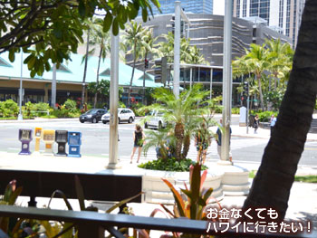 テラス席から見たホールフーズマーケットクイーン店
