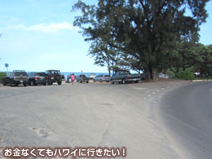 駐車場を抜けて道路を左へ